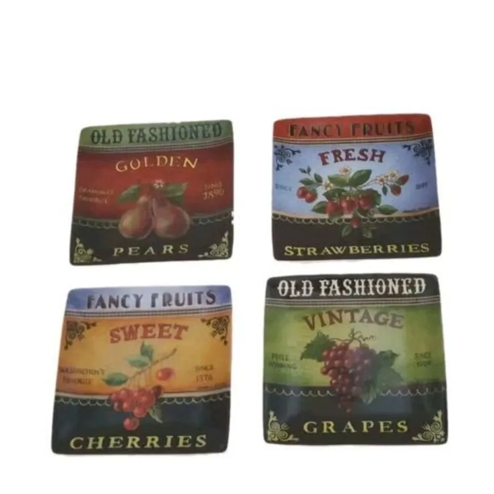 Lang Kimberly Poloson Fruits Plates Coasters Trinket 4.75
